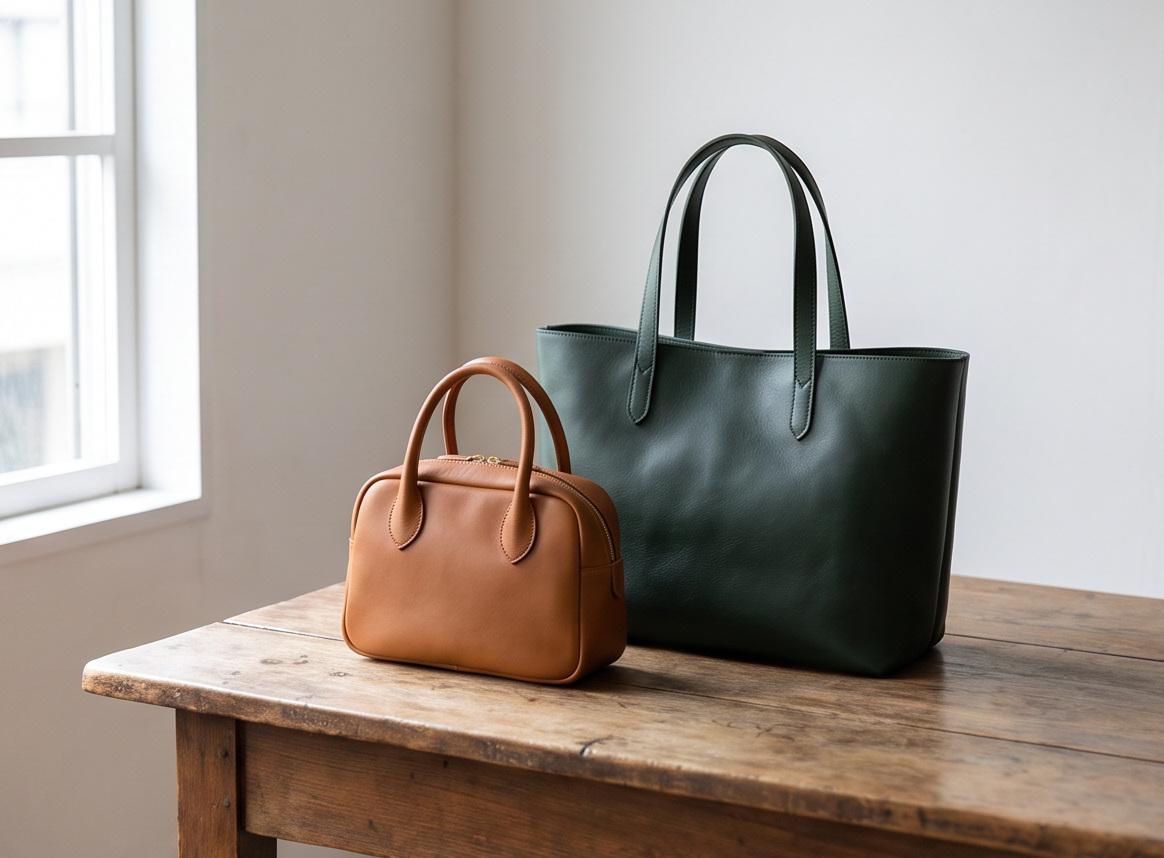 Small and large handbags displayed together