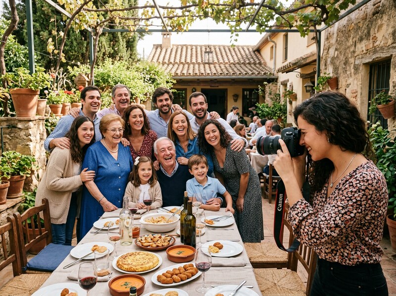 Person taking a group family photograph