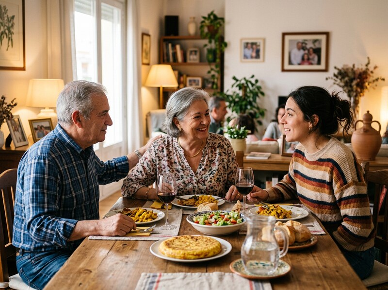 Woman spending time with her parents-in-law at a family dinner