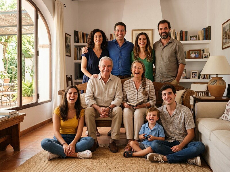 Multi-generational Spanish family portrait