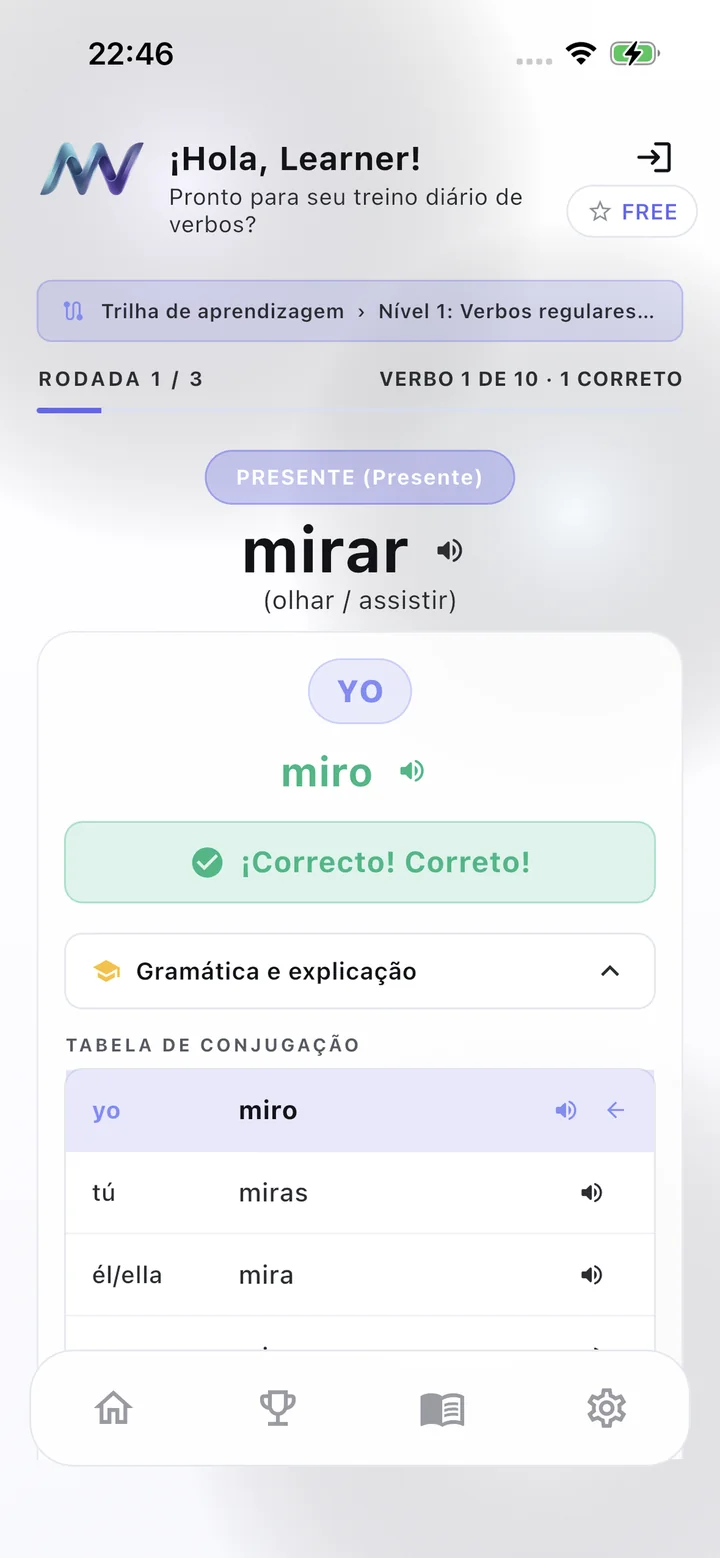 Biblioteca de verbos MuyVerbs em português